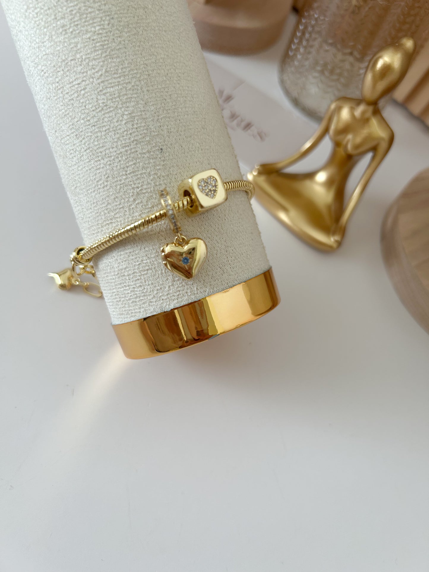 Golden Heart Charm Bracelet