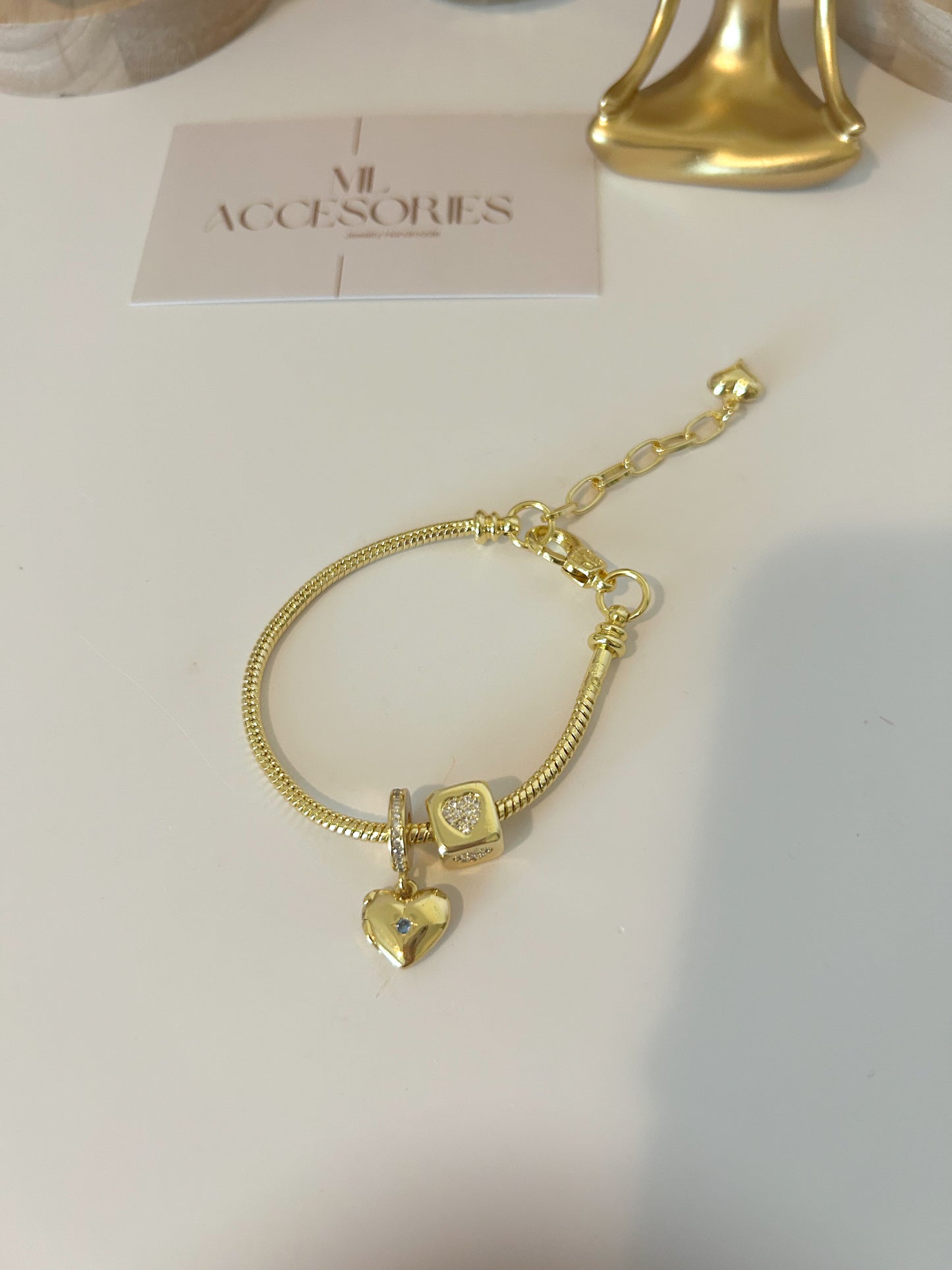 Golden Heart Charm Bracelet
