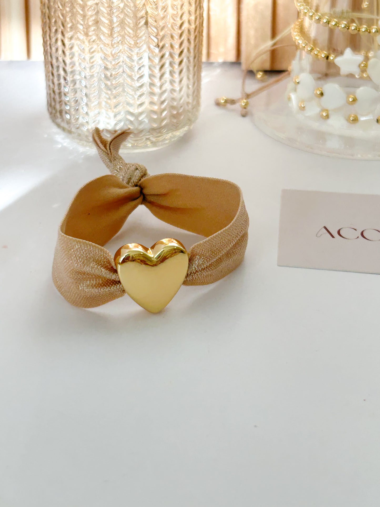 Amore Gold Heart Elastic Bracelet