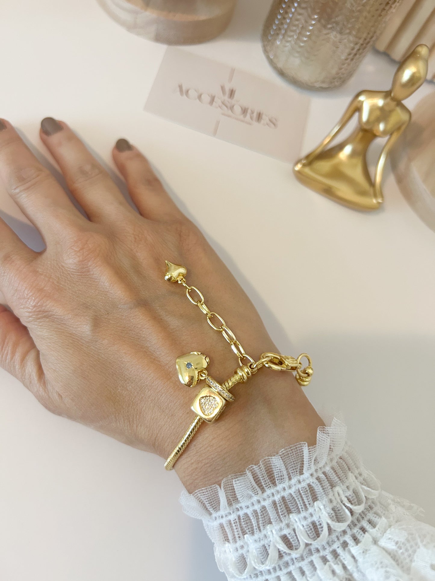 Golden Heart Charm Bracelet