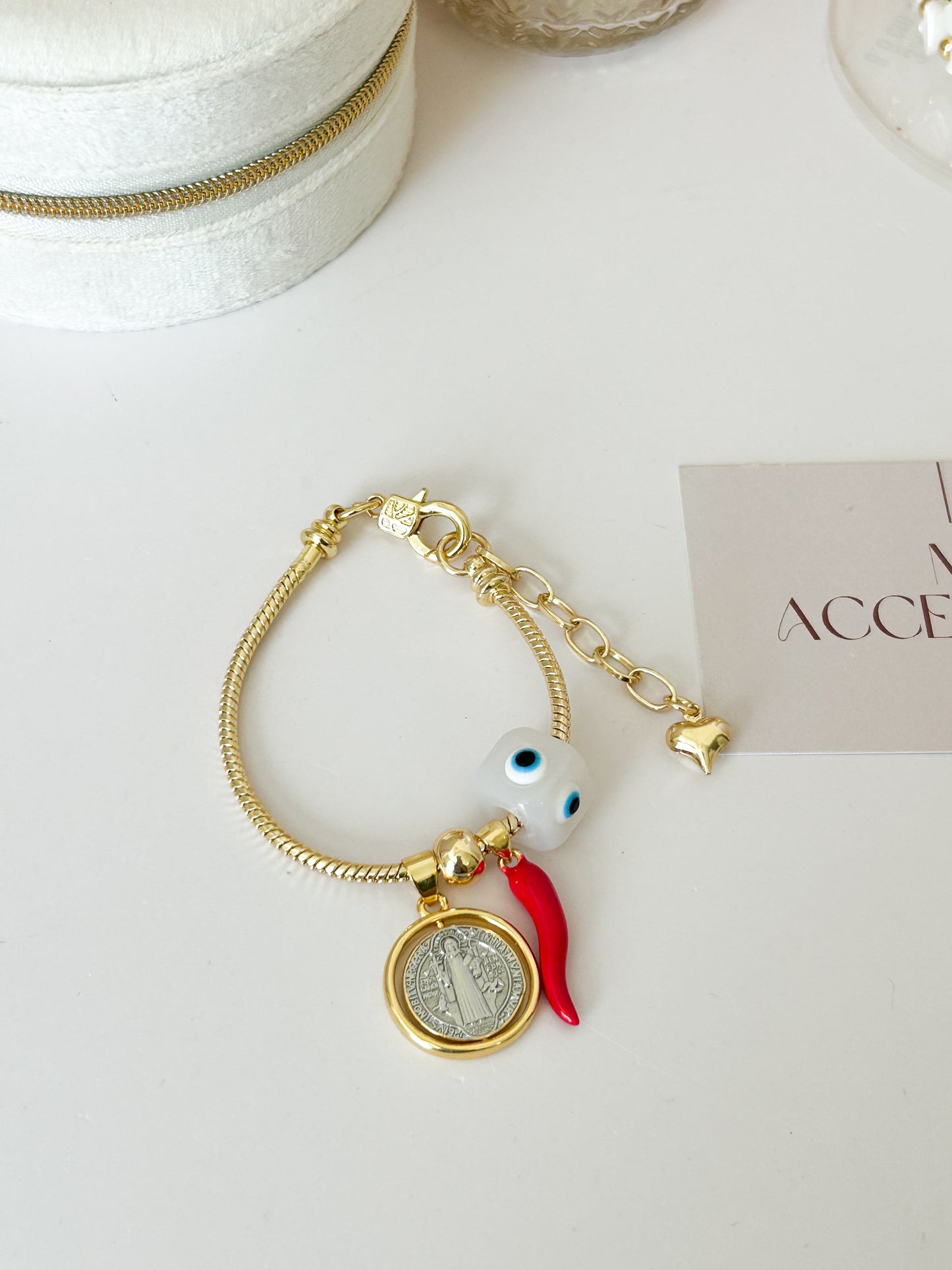 Saint Benedict Protection Bracelet – Gold Faith Jewelry Gift