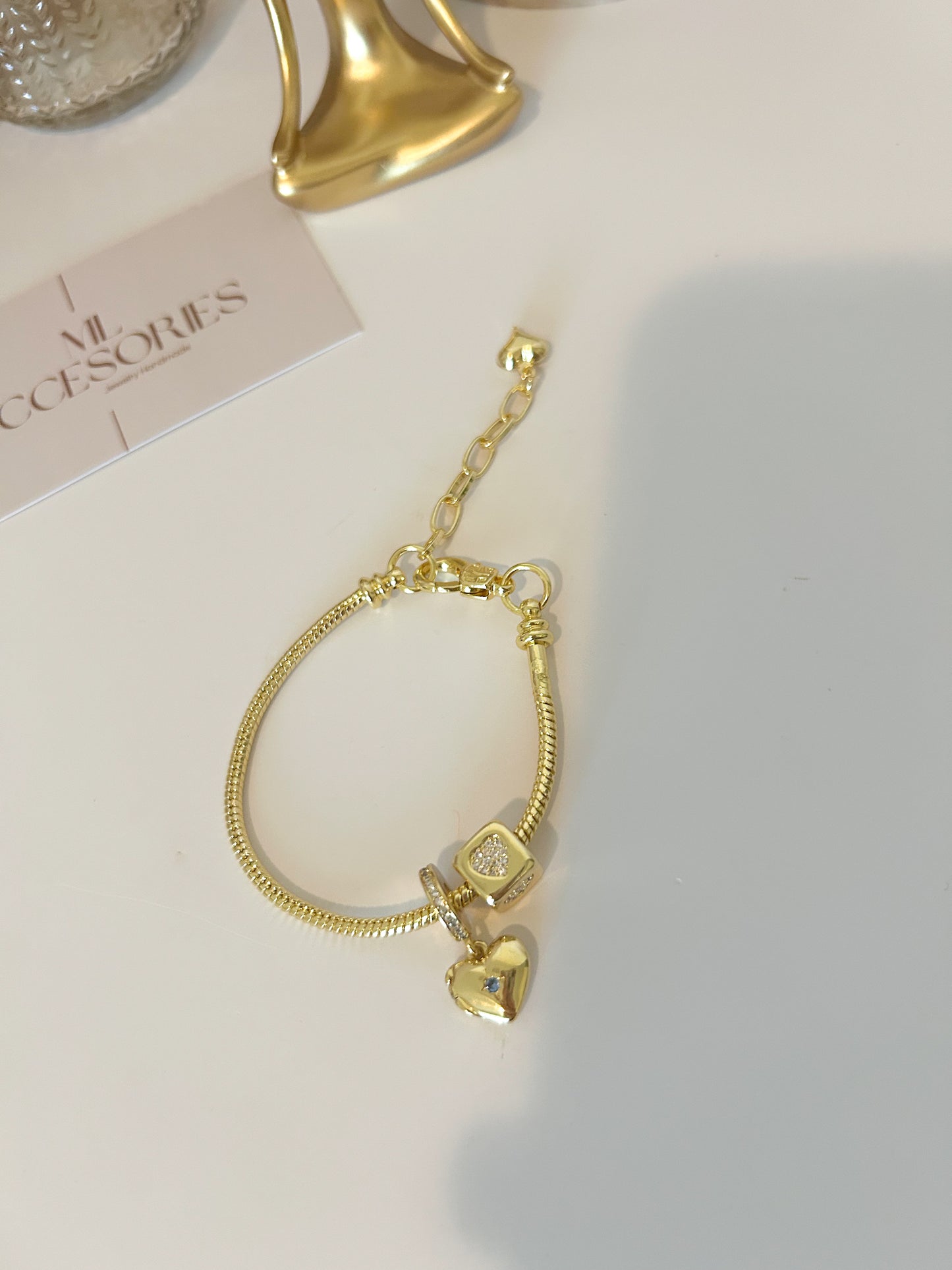 Golden Heart Charm Bracelet