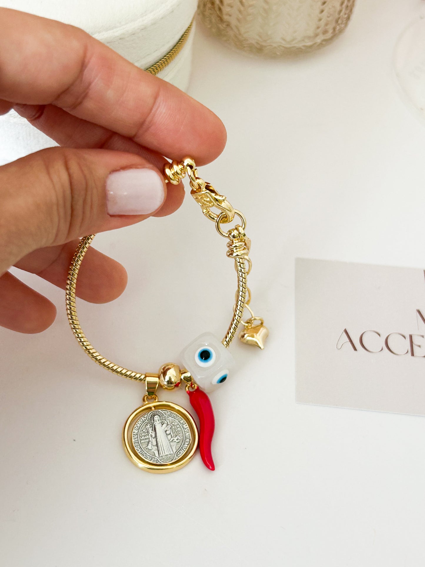 Saint Benedict Protection Bracelet – Gold Faith Jewelry Gift