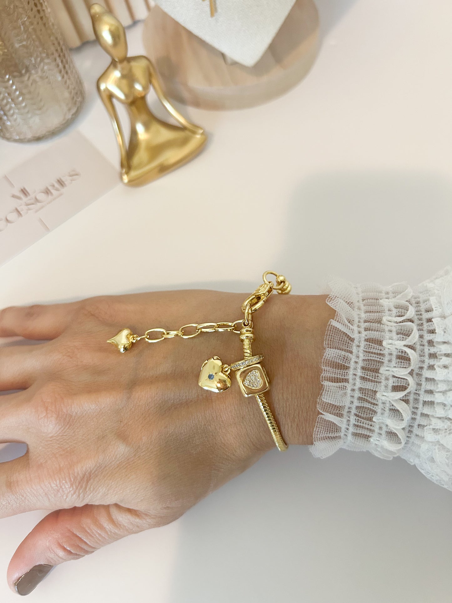 Golden Heart Charm Bracelet