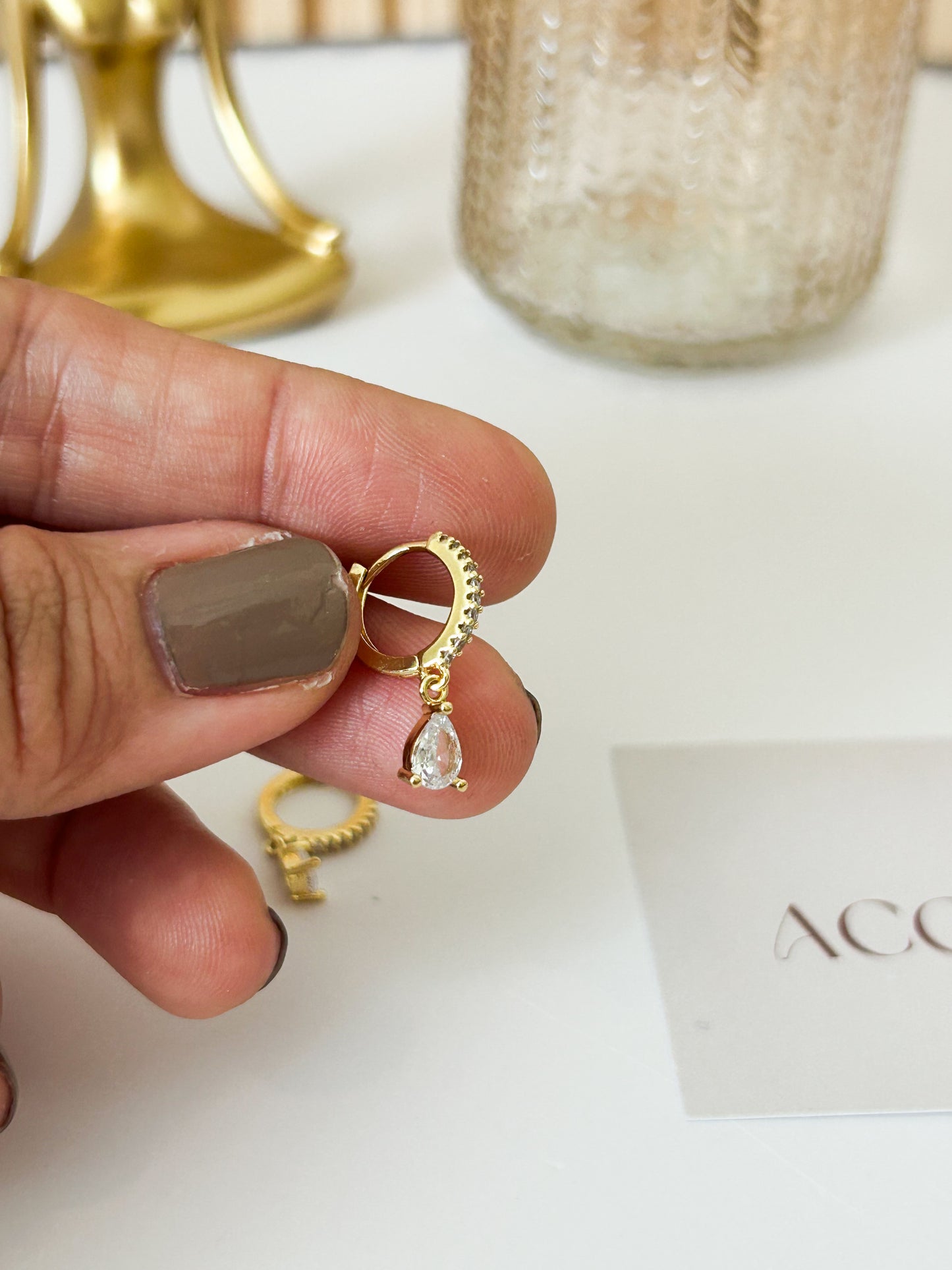 Crystal Drop Hoops