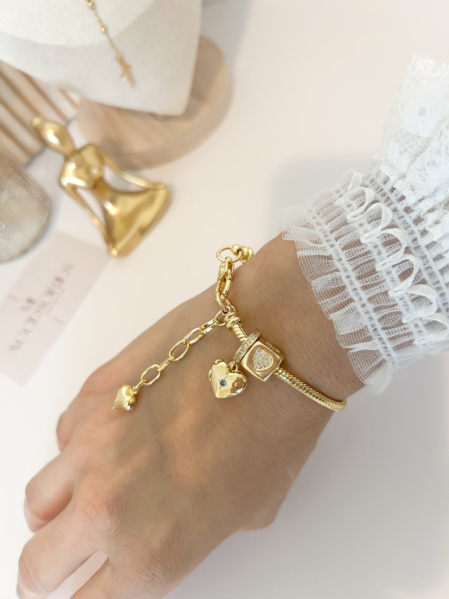 Golden Heart Charm Bracelet