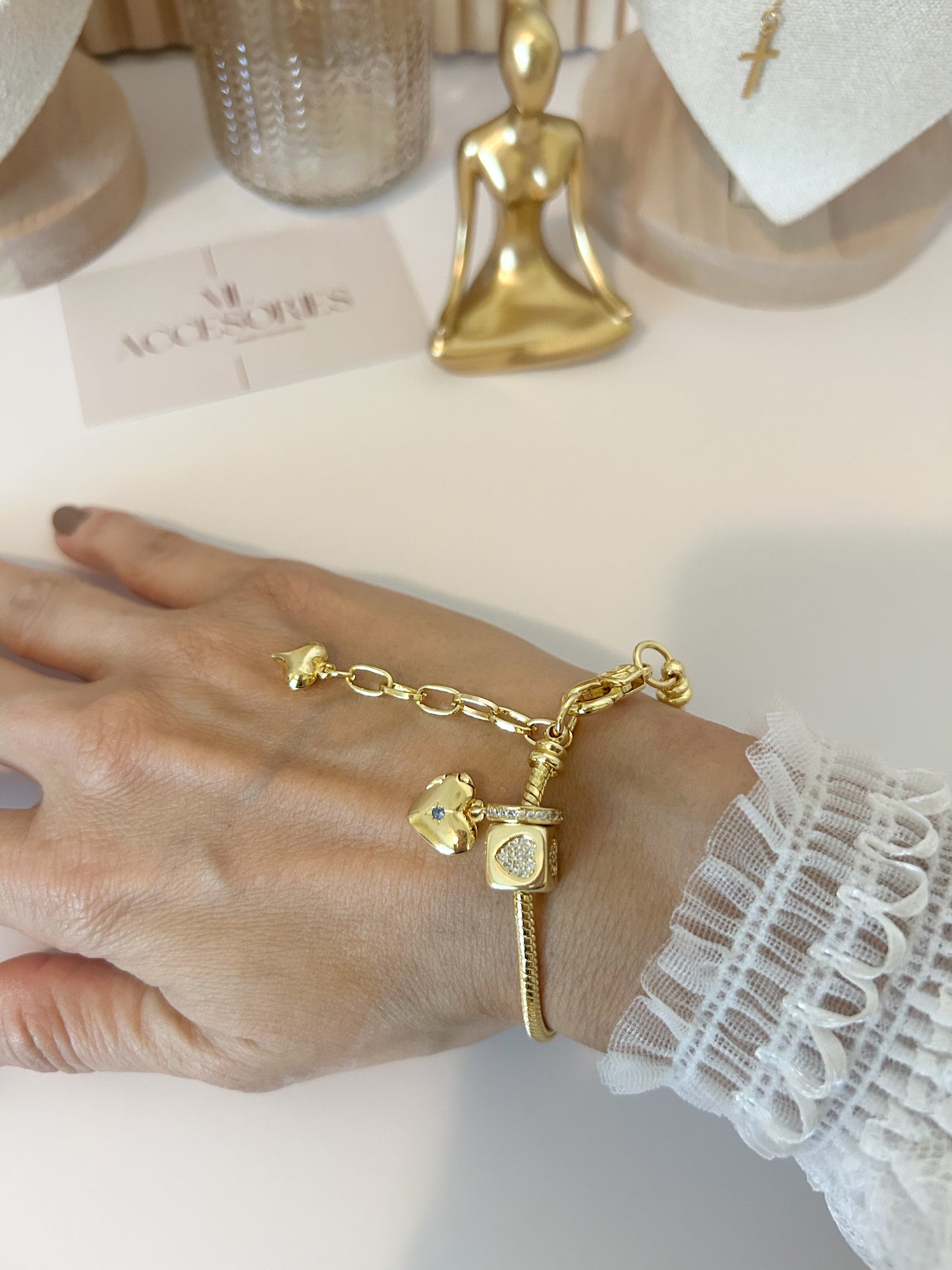 Golden Heart Charm Bracelet